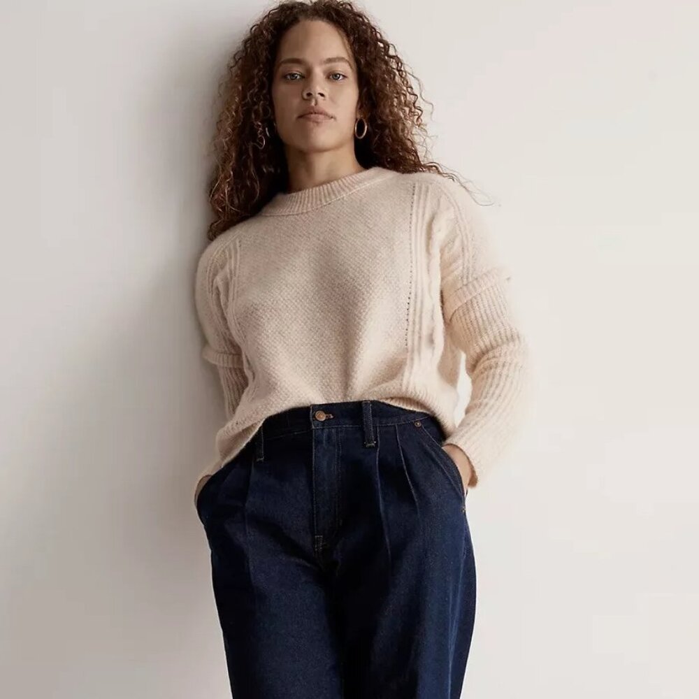 Madewell Havener cable pullover sweater (M) NWOT